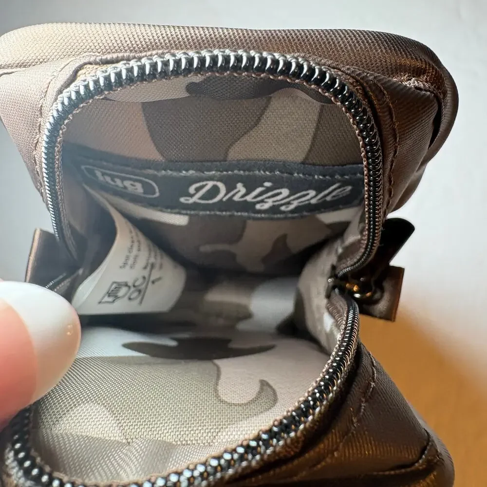 Lug Drizzle Mini Zip Storage Pouch Clip On Keychain Carabiner Bronze Metallic